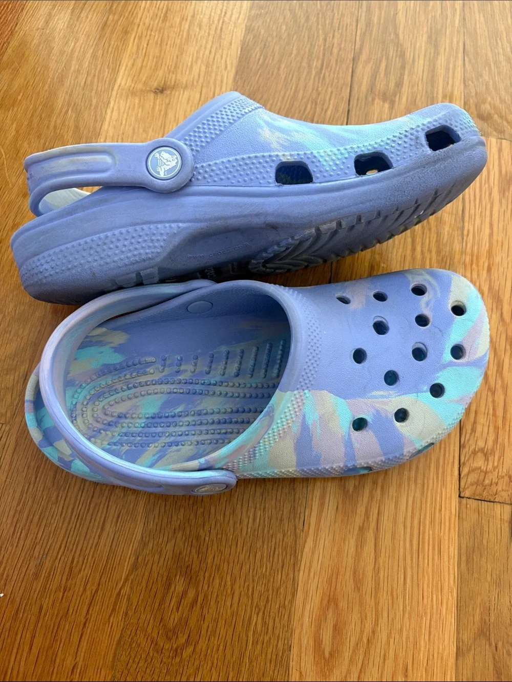 CROCS moon jelly marble Kids Lavender & Teal Tie-Dye Clog size j3 j 3 youth shoe